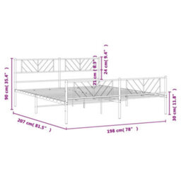Berkfield Metal Bed Frame With Headboard And Footboard Black 193X203 Cm - thumbnail 9