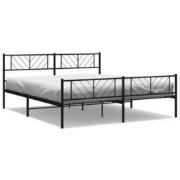 Berkfield Metal Bed Frame With Headboard And Footboard Black 193X203 Cm - thumbnail 2
