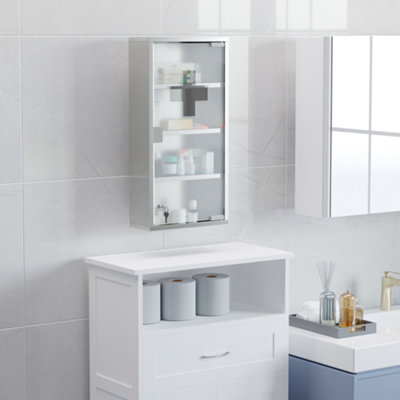 Homcom Medicine Cabinet Houseware Stainless Steel Medicine Cabinet Glass Door - image 1
