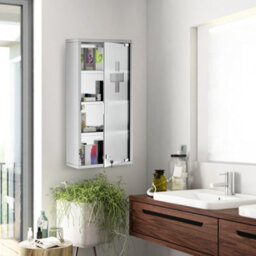 Homcom Medicine Cabinet Houseware Stainless Steel Medicine Cabinet Glass Door - thumbnail 9
