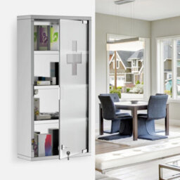 Homcom Medicine Cabinet Houseware Stainless Steel Medicine Cabinet Glass Door - thumbnail 8