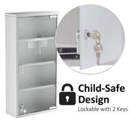 Homcom Medicine Cabinet Houseware Stainless Steel Medicine Cabinet Glass Door - thumbnail 5