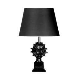 Orsina Black Polyresin Table Lamp, Refined Table Lamp With Fabric Shade, Chic Bedside Lamp, Ideal For Led Fixtures