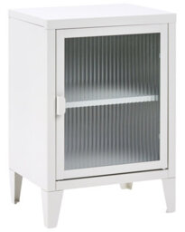 Wyld And Coco Asterco Light Grey Metal Storage Cabinet With Fluted Glass Front, W40 X D30 X H57Cm - thumbnail 3