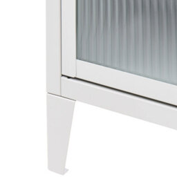 Wyld And Coco Asterco Light Grey Metal Storage Cabinet With Fluted Glass Front, W40 X D30 X H57Cm - thumbnail 7