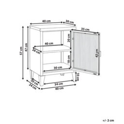Wyld And Coco Asterco Light Grey Metal Storage Cabinet With Fluted Glass Front, W40 X D30 X H57Cm - thumbnail 4