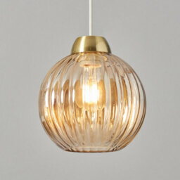 Litecraft Clara Champagne Ribbed Glass Easy Fit Lamp Shade - thumbnail 3