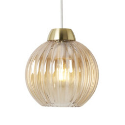 Litecraft Clara Champagne Ribbed Glass Easy Fit Lamp Shade - thumbnail 2