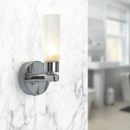 First Choice Lighting Set Of 2 Polished Chrome Ip44 Bathroom Wall Light Pull Cord Switch - thumbnail 5