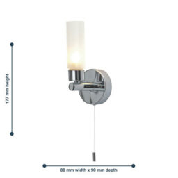 First Choice Lighting Set Of 2 Polished Chrome Ip44 Bathroom Wall Light Pull Cord Switch - thumbnail 6