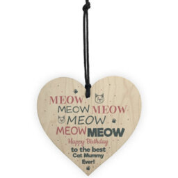 Red Ocean Happy Birthday To The Best Cat Mummy Wooden Heart Funny Birthday Card Friend Gift - thumbnail 5