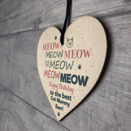 Red Ocean Happy Birthday To The Best Cat Mummy Wooden Heart Funny Birthday Card Friend Gift - thumbnail 7
