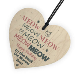 Red Ocean Happy Birthday To The Best Cat Mummy Wooden Heart Funny Birthday Card Friend Gift - thumbnail 6