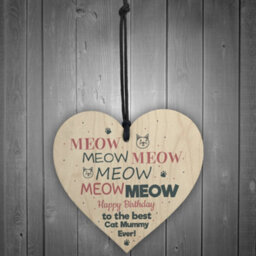 Red Ocean Happy Birthday To The Best Cat Mummy Wooden Heart Funny Birthday Card Friend Gift - thumbnail 2