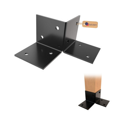 Gezu Impex Pergola Floor Bracket Black - Fence Post Corner Bolt Down Bracket - 91X91mm (Pack Of 8) - image 1
