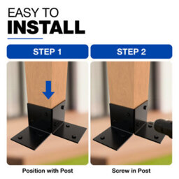 Gezu Impex Pergola Floor Bracket Black - Fence Post Corner Bolt Down Bracket - 91X91mm (Pack Of 8) - thumbnail 3