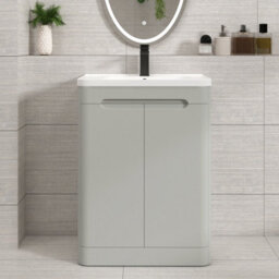 Royal Bathrooms Venice 600mm Dove Grey Floor Standing Vanity Unit 2 Door With Ceramic Basin - thumbnail 1