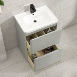 Royal Bathrooms Venice 600mm Dove Grey Floor Standing Vanity Unit 2 Door With Ceramic Basin - thumbnail 4