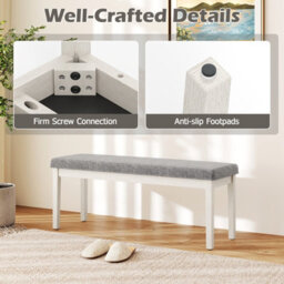 Costway Upholstered Dining Bench Modern Linen Padded Shoe Bench-Dark Grey - thumbnail 3