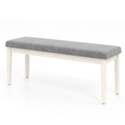 Costway Upholstered Dining Bench Modern Linen Padded Shoe Bench-Dark Grey - thumbnail 1