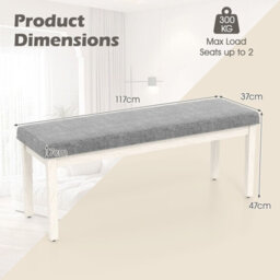 Costway Upholstered Dining Bench Modern Linen Padded Shoe Bench-Dark Grey - thumbnail 2
