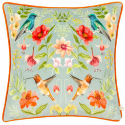 Wylder Nectar Garden Blossom Piped Velvet Feather Filled Cushion - thumbnail 1