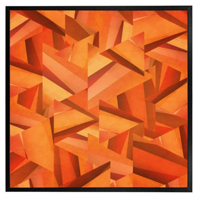 "Andrew Lee Autumn Coloured Geometric Triangle Patterns (Picutre Frame) / 20X20"" / Brown" - image 1