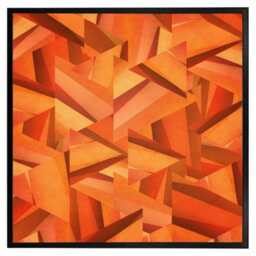 "Andrew Lee Autumn Coloured Geometric Triangle Patterns (Picutre Frame) / 20X20"" / Brown" - thumbnail 3