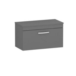 Royal Bathrooms Turin 800mm Indigo Grey Gloss 1 Drawer Wall Hung Countertop Vanity Unit - thumbnail 3