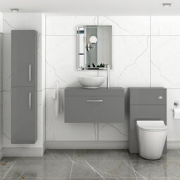 Royal Bathrooms Turin 800mm Indigo Grey Gloss 1 Drawer Wall Hung Countertop Vanity Unit - thumbnail 2