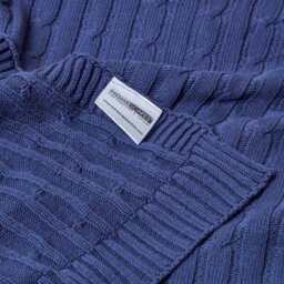 Homescapes Cotton Cable Knit Throw Navy Blue, 130 X 170 Cm - thumbnail 9