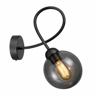 Luminosa Lighting Luminosa Lyra Globe Wall Lights Black Smoky Glass Shade 1X E27 - image 1