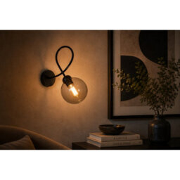 Luminosa Lighting Luminosa Lyra Globe Wall Lights Black Smoky Glass Shade 1X E27 - thumbnail 2