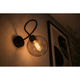 Luminosa Lighting Luminosa Lyra Globe Wall Lights Black Smoky Glass Shade 1X E27 - thumbnail 3