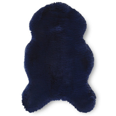 Sheepskin Navy Plain Shaggy Rug, 50mm Thickness Modern Rug, Luxurious Rug For Living Room, & Dining Room-60Cm X 90Cm (Single) - image 1