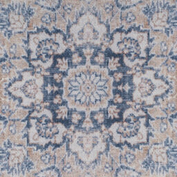 Loomed Denim Blue Vintage Medallion Anti Slip Washable Rug 120X170Cm - thumbnail 2