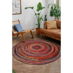 Melrose Tropical Multicoloured Border Design Area Round Rug Mat 135X135Cm - thumbnail 4