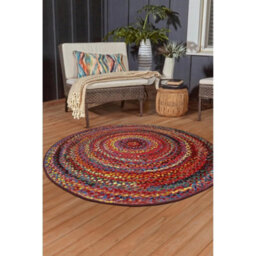 Melrose Tropical Multicoloured Border Design Area Round Rug Mat 135X135Cm - thumbnail 1