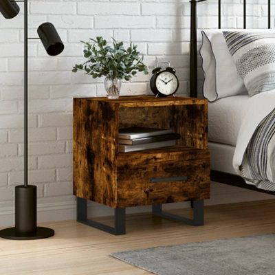 Berkfield Bedside Cabinet Smoked Oak 40X35X47.5 Cm Engineered Wood - image 1