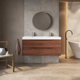 Plum&clay Eden Redwood Wall Hung Vanity Unit With Ceramic Basin (W)1200mm - thumbnail 2