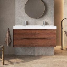 Plum&clay Eden Redwood Wall Hung Vanity Unit With Ceramic Basin (W)1200mm - thumbnail 1