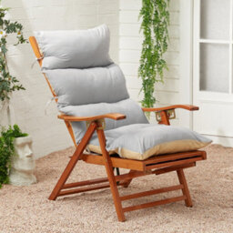Thehotsale Grey Brushed Fabric Removable Folding Lounge Rocking Chair Cushion 125Cm W X 59Cm D - thumbnail 4