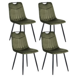 Beliani Set Of 4 Dining Chairs Argyle Velvet Dark Green - thumbnail 1