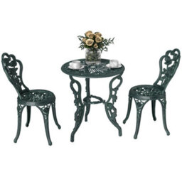 Outsunny 3 Pieces Bistro Set Furniture Garden Balcony Table 2 Chairs Green - thumbnail 2
