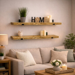 Mkgt Handcrafted Rustic Wooden Floating Shelves, Solid Wood, Made In Uk Wall Mounted Shelf (Dark Oak Set Of 2, 60Cm) - thumbnail 5