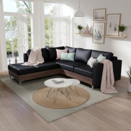 Orlando Wood Corner Sofa Hr Foam Polyurethane Wave Springs Metal Legs Wooden Frame 235X212X85Cm Black And Monastery Left - thumbnail 2