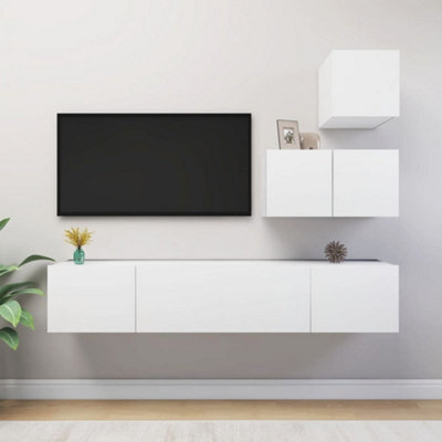 Berkfield 4 Piece Tv Cabinet Set White Engineered Wood - image 1