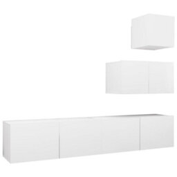 Berkfield 4 Piece Tv Cabinet Set White Engineered Wood - thumbnail 2
