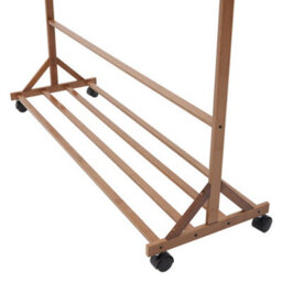 Thehotsale Wooden Garment Hat Rack With Wheels 6 Hooks And Shelf 109 X 38 X 156Cm Brown - thumbnail 7
