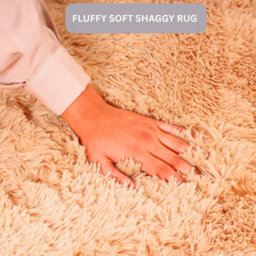 Aspire Homeware Non-Slip Beige Shaggy Rug Soft Fluffy Washable Floor And Kitchen Rug, (L)110Cm X (W)60Cm - thumbnail 3